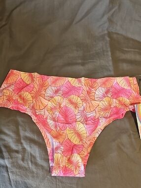 NWT Cheek Boss Colorful Bikini Cheeky Bottoms - Pink & Yellow Sz Med